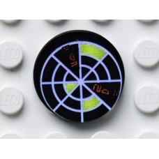 Part 4150pb132 Black Tile, Round 2 x 2 with Holographic Radar Type 3 Pattern (Sticker) - Set 7646 